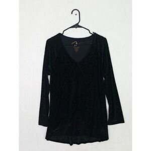 Miraclebody Miraclesuit Black Floral Velour Dress Top Size L Spandex Liner